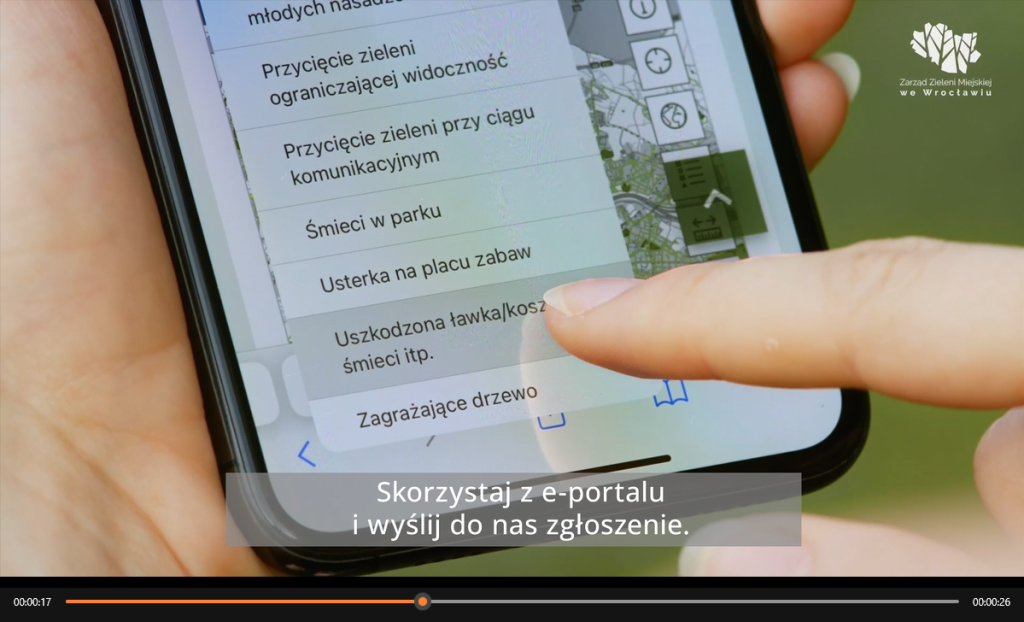 Zrzut ekranu spotu e-zgłoszenie