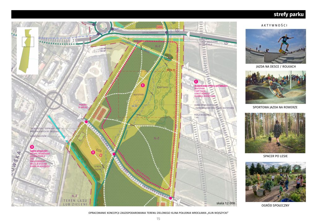 KONCEPCJA ZIELONEGO KLINA WROCŁAWIA STRONA 15 MŁODZIEŻOWA STREFA AKTYWNOŚCI OGRÓD SPOŁECZNY
